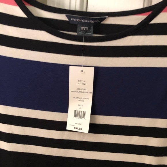 NWT French Connection Multi Jag Striped Dress Sz S - Picture 4 of 8
